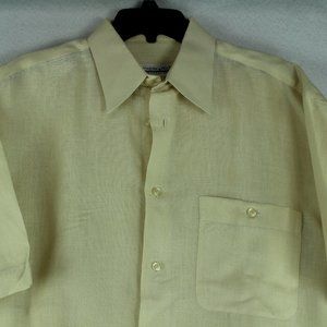Joseph & Feiss International 100% Linen Short Sleeve Yellow Shirt